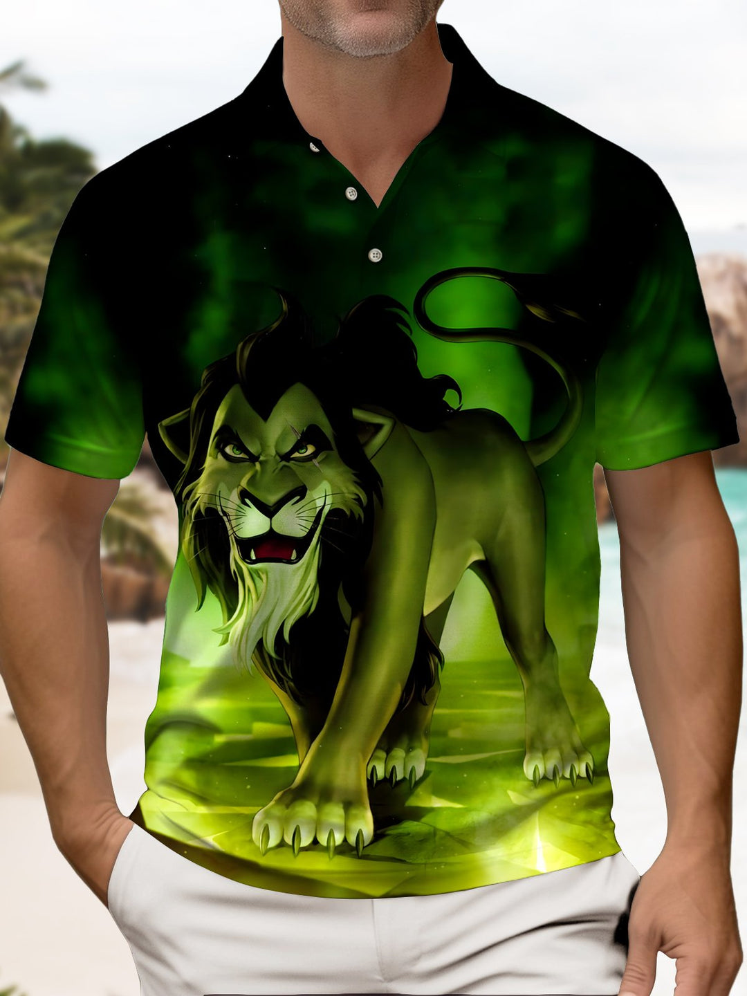 Alohadaddy® Retro Cartoon Movie Lion Short-Sleeve Polo Shirt