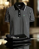 Alohadaddy® Basic Casual Fashion Striped Logo Polo Shirt