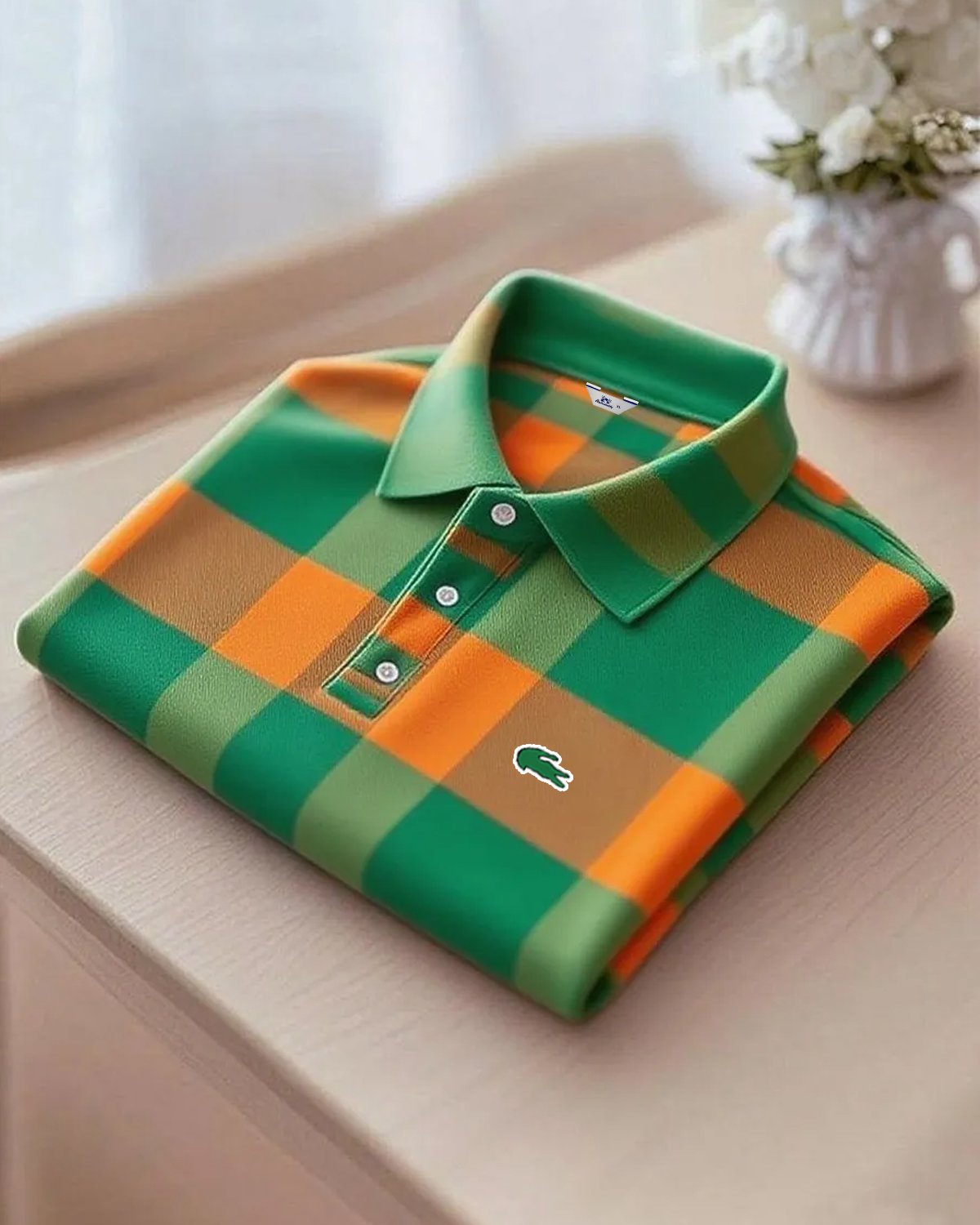 Alohadaddy® Basic Color-Blocked Plaid Striped Stylish Short-Sleeve Polo Shirt