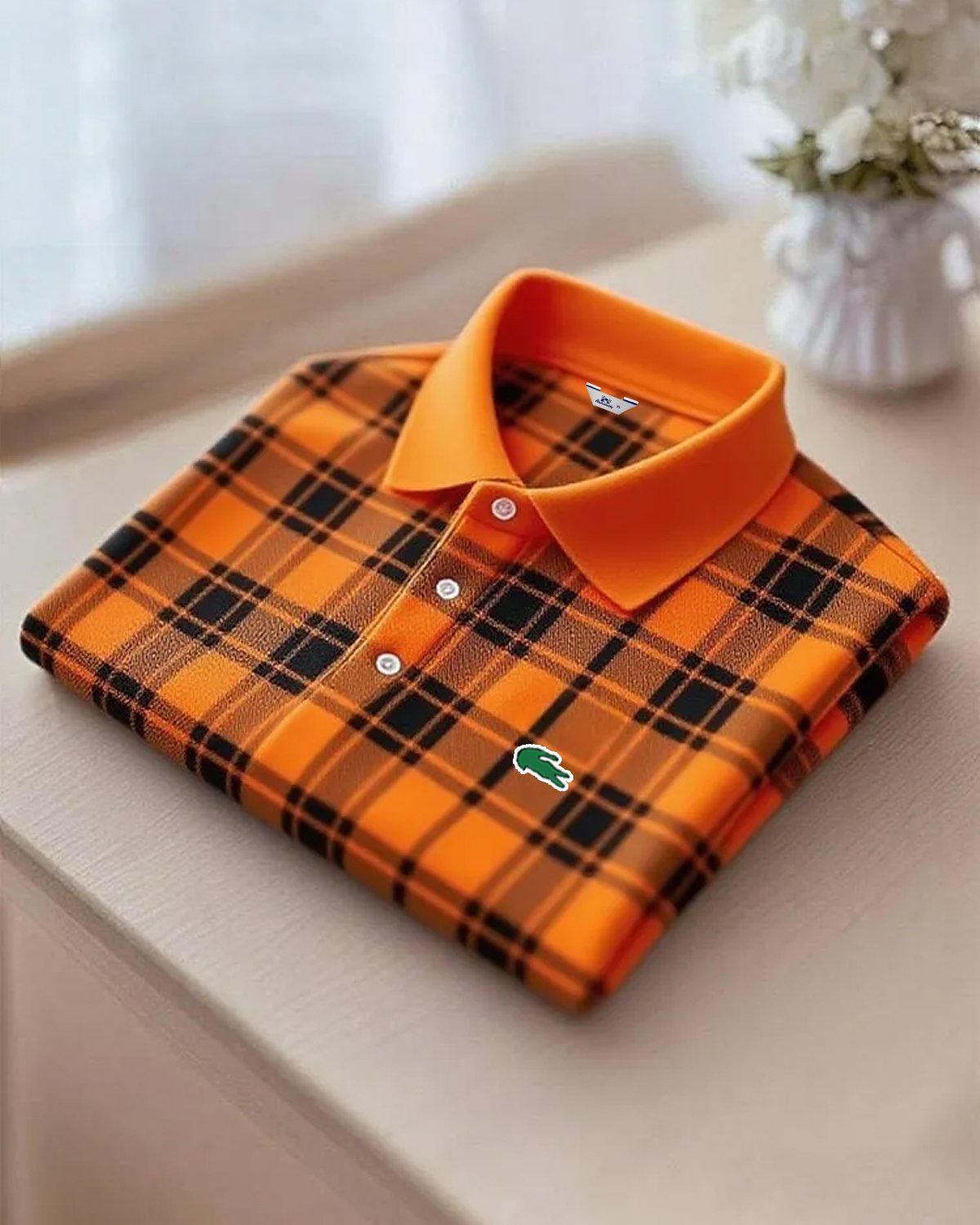 Alohadaddy® Basic Color-Blocked Plaid Fashion Short-Sleeve Polo Shirt