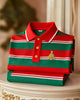 Alohadaddy® Basic Christmas Holiday Men's Color Block Striped Short-Sleeve Polo Shirt