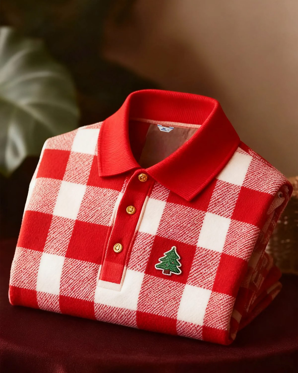 Alohadaddy® Basic Christmas Holiday Men's Color Block Plaid Short-Sleeve Polo Shirt