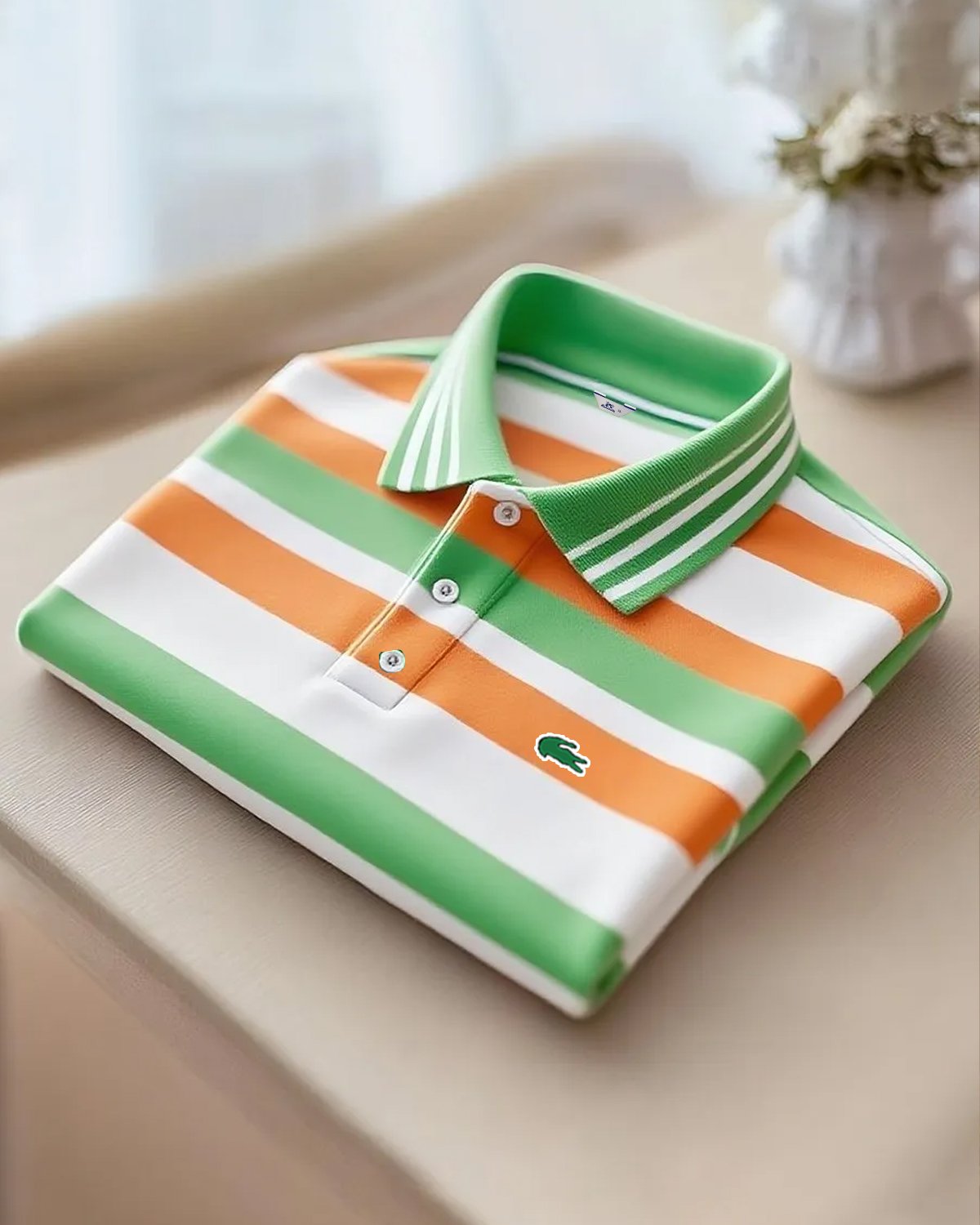 Alohadaddy® Basic Men's Color-Blocked Geometric Stripe Fashionable Classic Short-Sleeve Polo Shirt