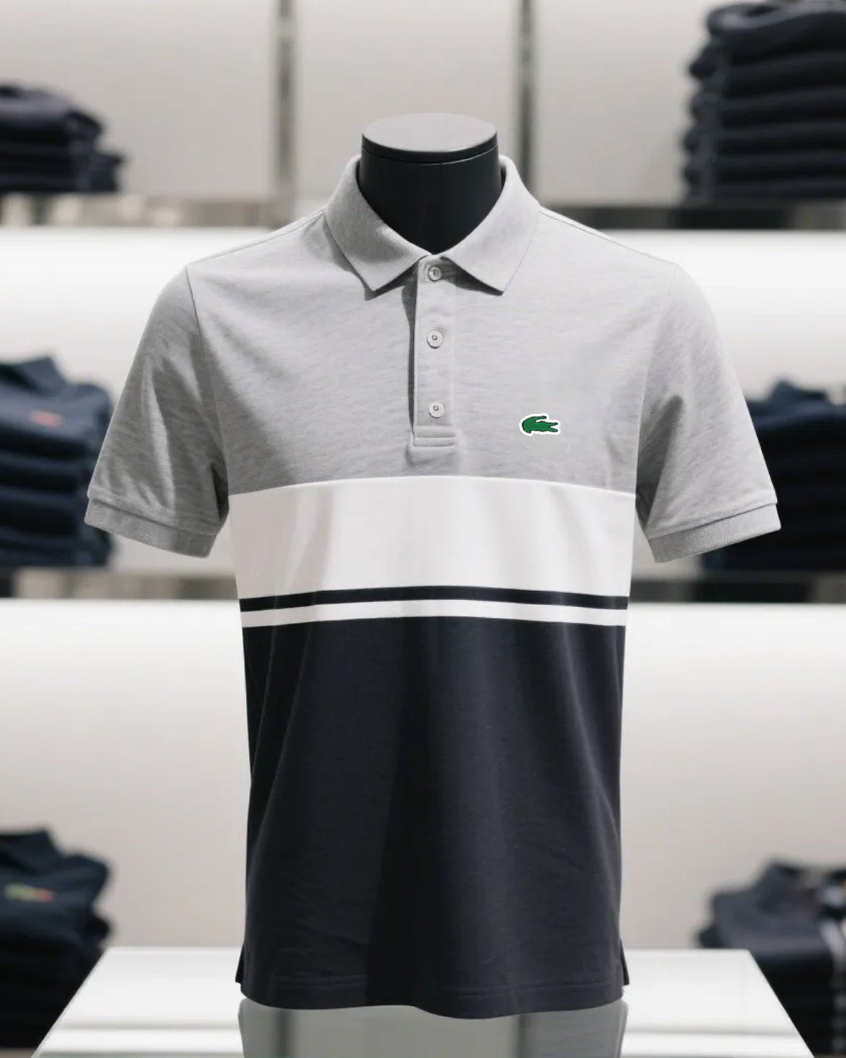 Alohadaddy® Basic Men's Color-Blocked Striped Geometric Classic Short-Sleeve Polo Shirt