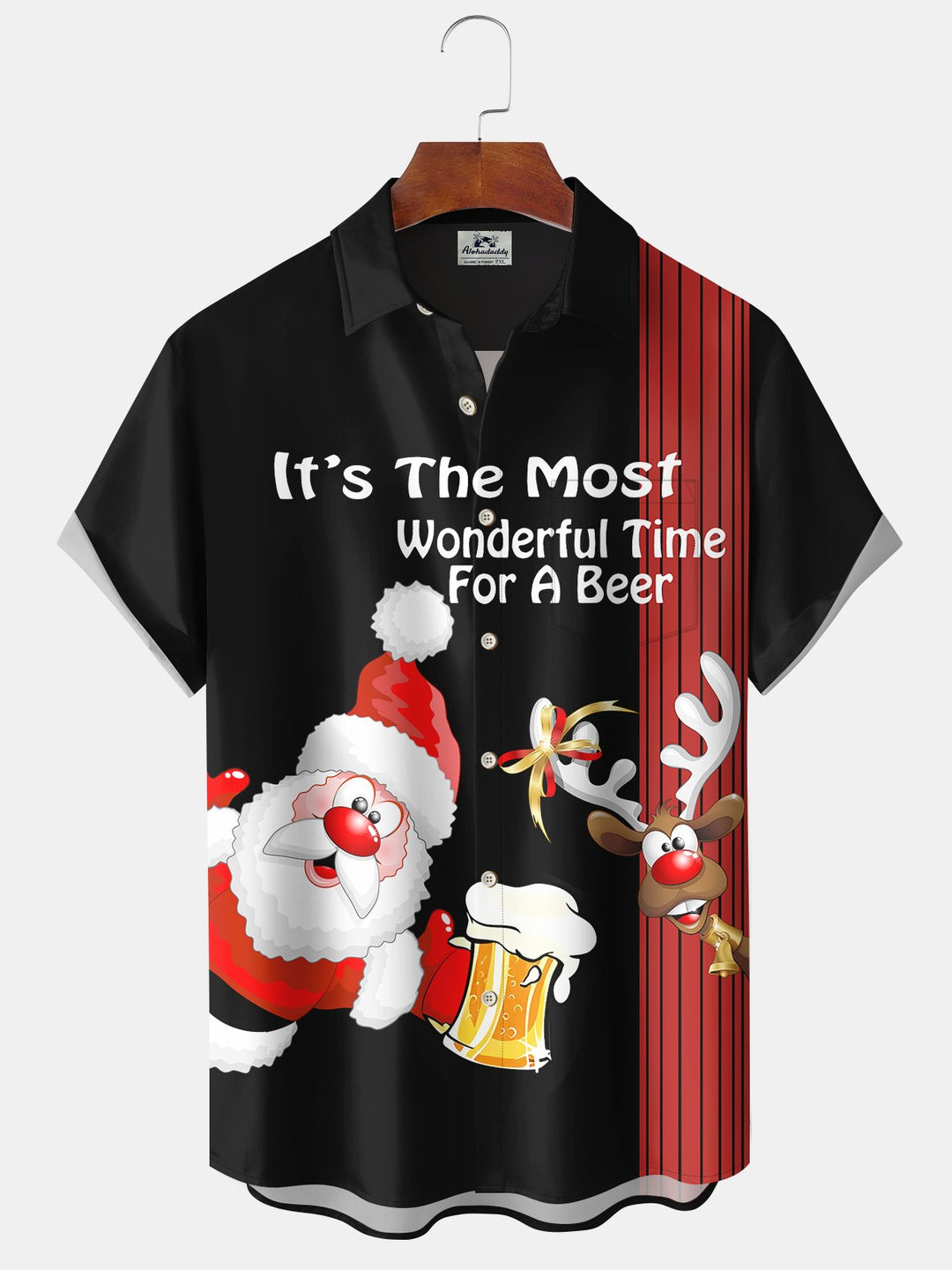Alohadaddy Christmas Holiday Holiday Santa Claus Elk Beer Retro Bowling Shirt