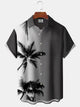 Alohadaddy Deep Gray Ombre Coconut Trees Casual Cotton-Blend Plus Size Shirts