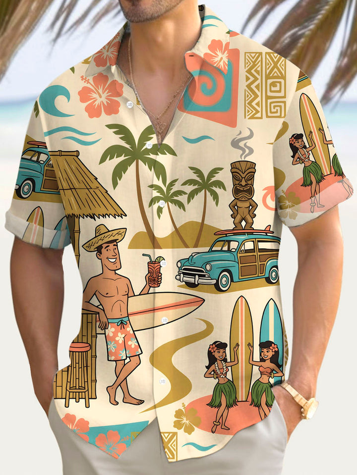 Alohadaddy® Hawaiian Medieval Geometric Cartoon Print Men&