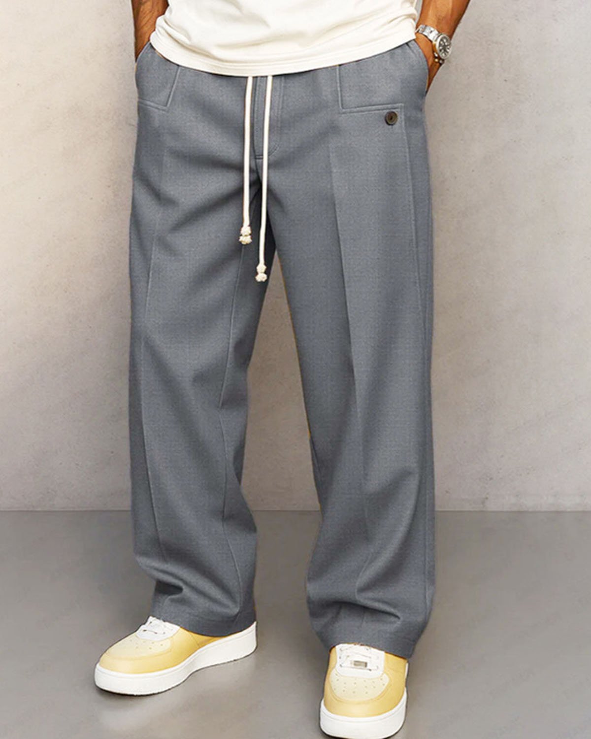 Alohadaddy® Men's Solid Color Button-Down Comfort Straight Leg Casual Pants