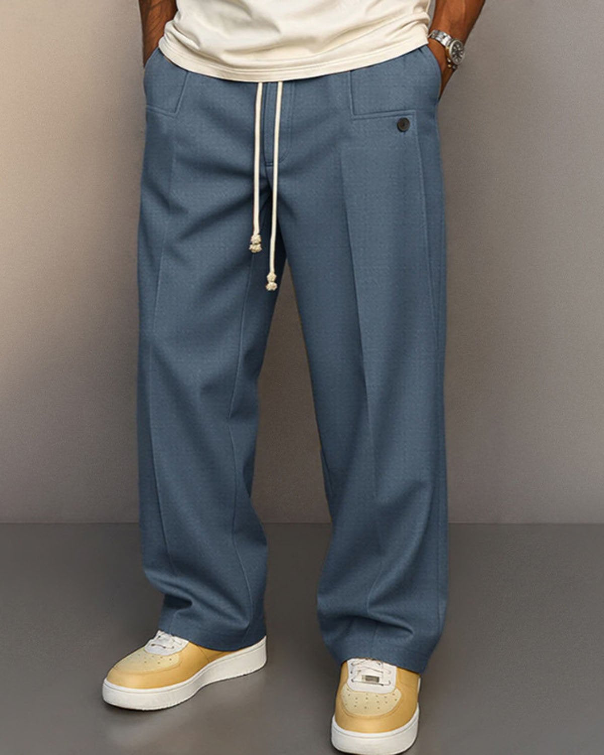 Alohadaddy® Men's Solid Color Button-Down Comfort Straight Leg Casual Pants