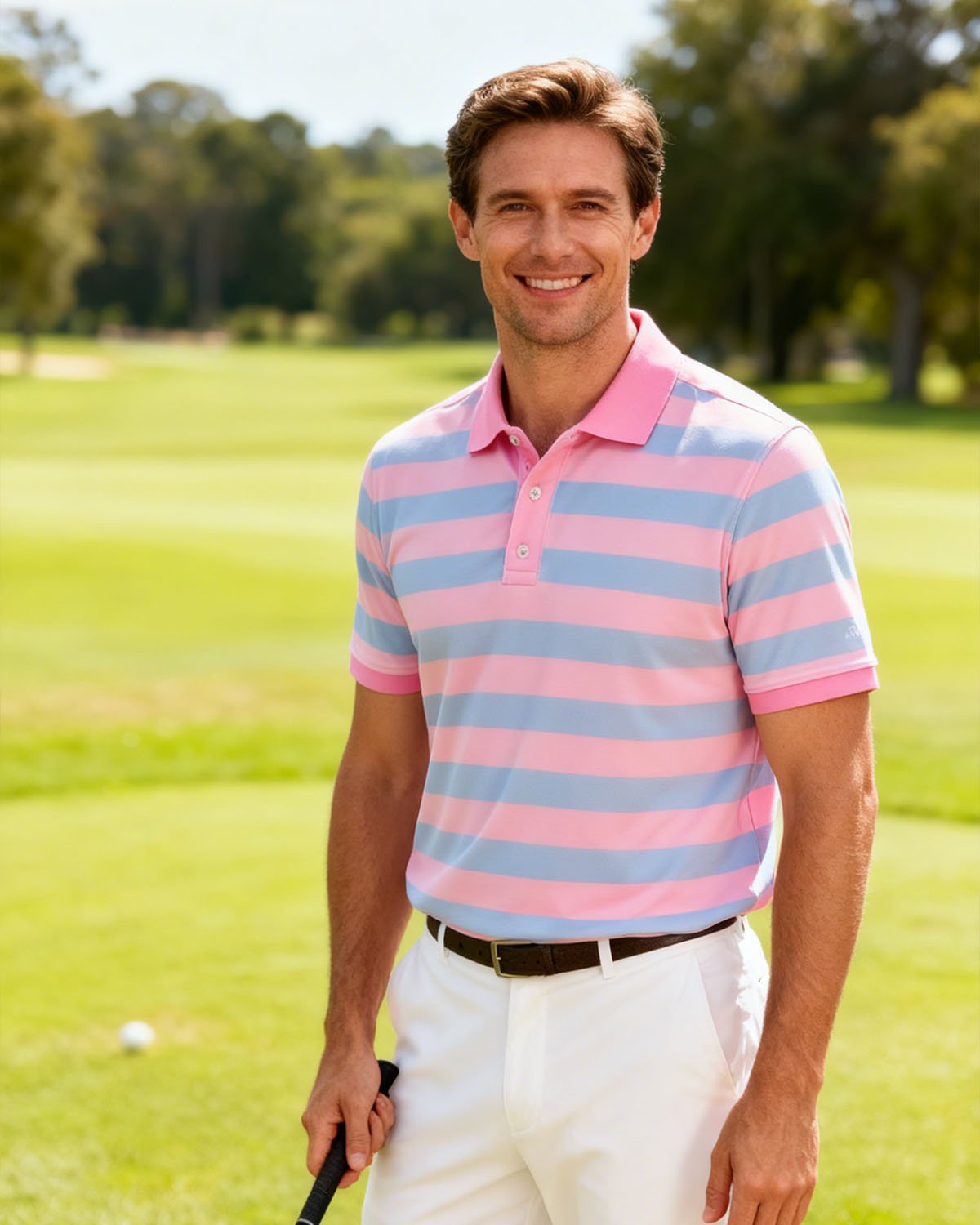 Alohadaddy® Basic Collection Casual Check Geometric Short-Sleeve Men's Polo Shirt