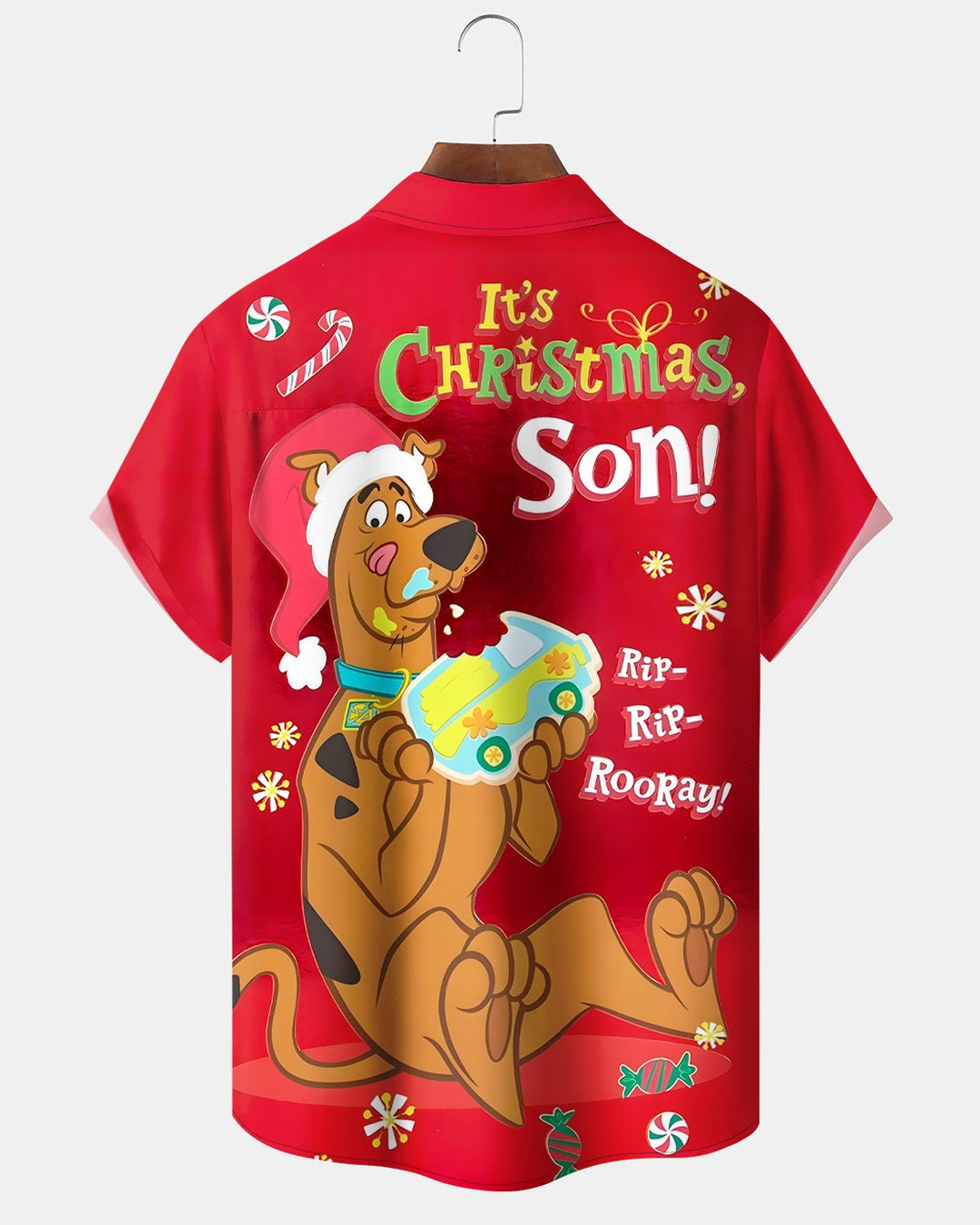 Alohadaddy® Holiday Christmas Cartoon Puppy Short-Sleeve Shirt