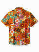 Alohadaddy Hawaiian Floral Daisy Print Men's Button Pocket Short Sleeve Shirt