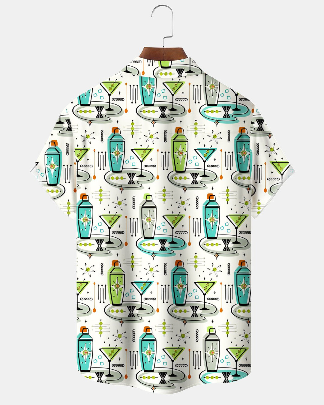 Alohadaddy® Hawaiian Retro Atomic Medieval Modern Cocktail Olive Shirt