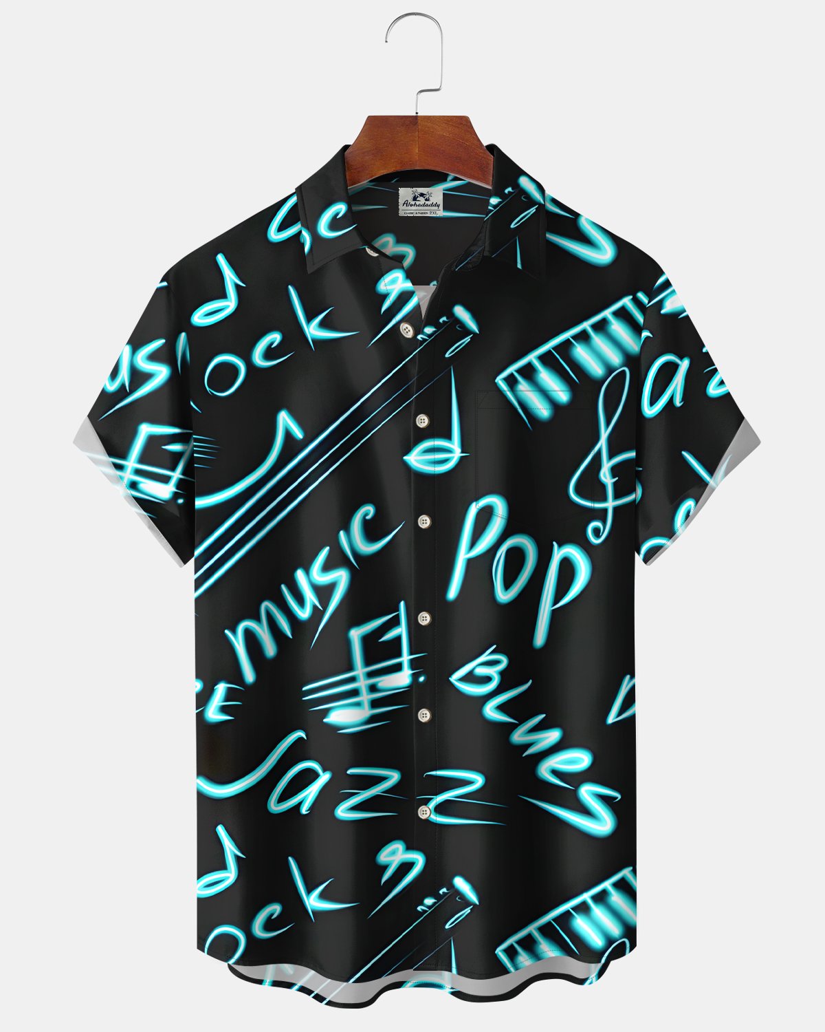 Alohadaddy® Retro Music Jazz Gradient Neon Men's Short-Sleeve Shirt