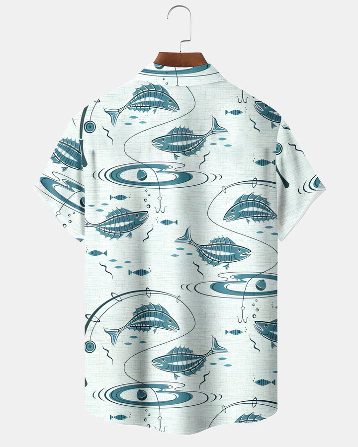 Alohadaddy® Hawaiian Retro Fishing Atomic Geometric Short-Sleeve Shirt