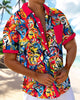 Alohadaddy® Retro Abstract Portrait Picasso Color Block Men's Short-Sleeve Shirt