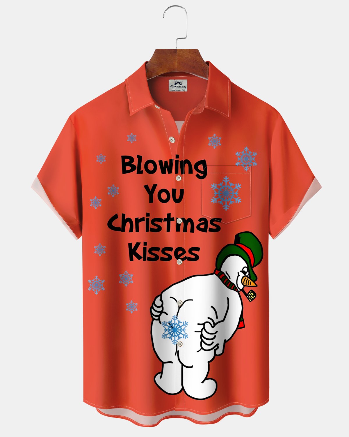 Alohadaddy® Holiday Christmas Snowman Snowflake Cartoon Short-Sleeve Shirt