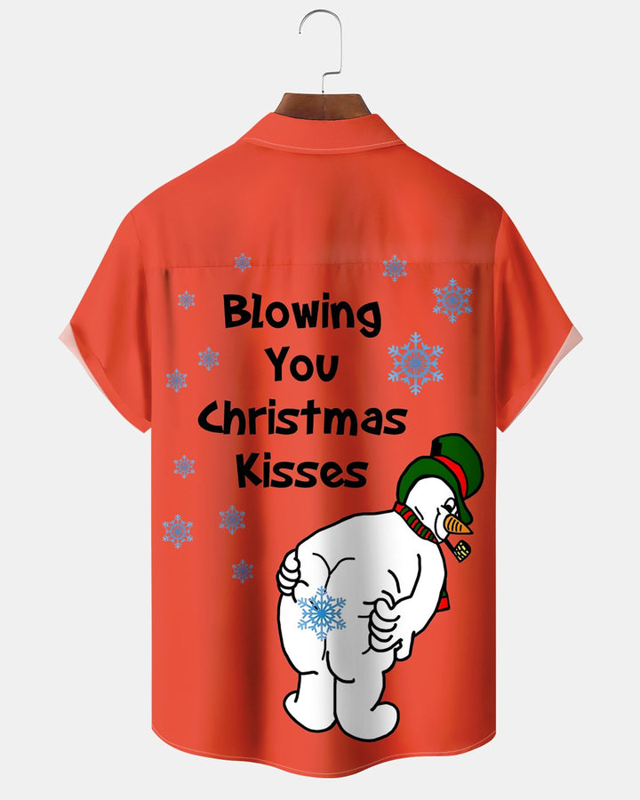 Alohadaddy® Holiday Christmas Snowman Snowflake Cartoon Short-Sleeve Shirt