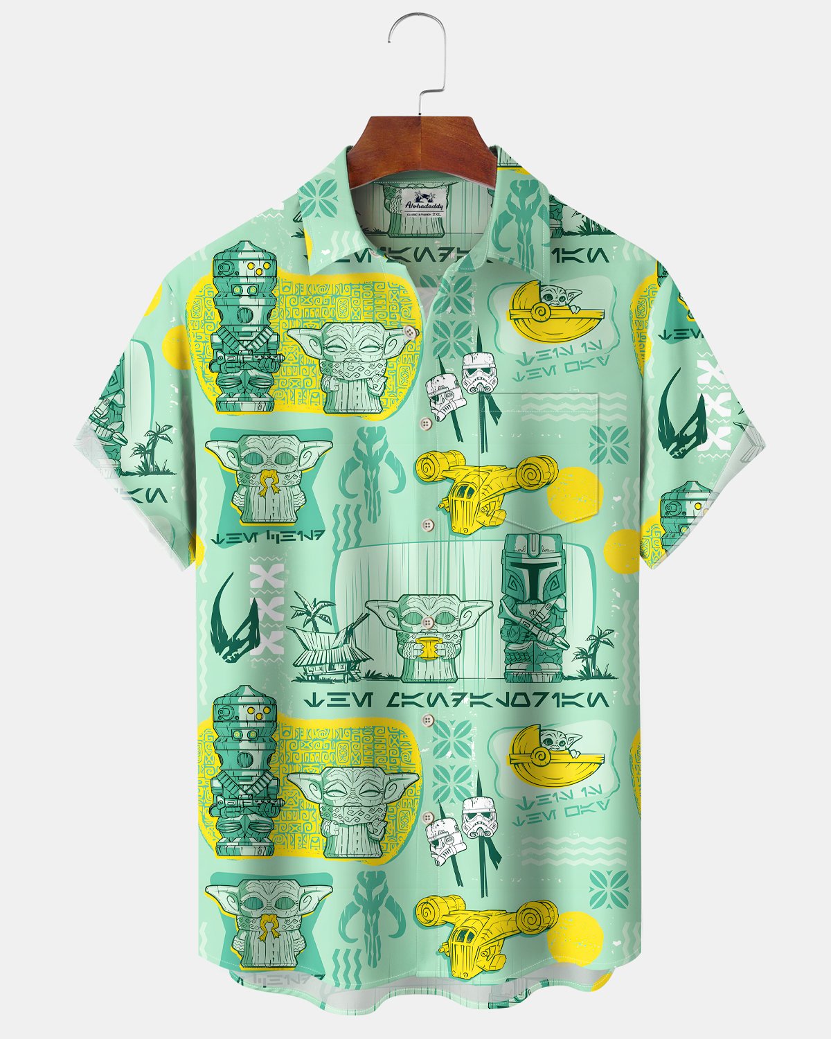 Alohadaddy® Hawaiian Tiki Tropical Plant Movie Spaceship Short-Sleeve Shirt