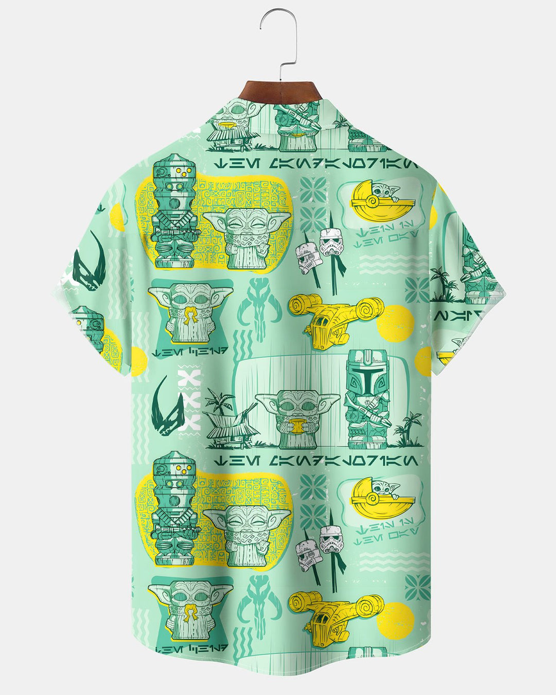 Alohadaddy® Hawaiian Tiki Tropical Plant Movie Spaceship Short-Sleeve Shirt