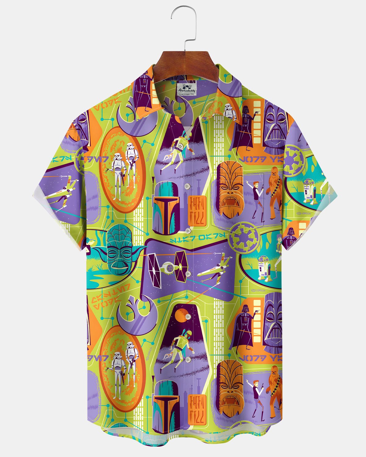 Alohadaddy® Hawaiian Tiki Tropical Plant Movie Space Short-Sleeve Shirt