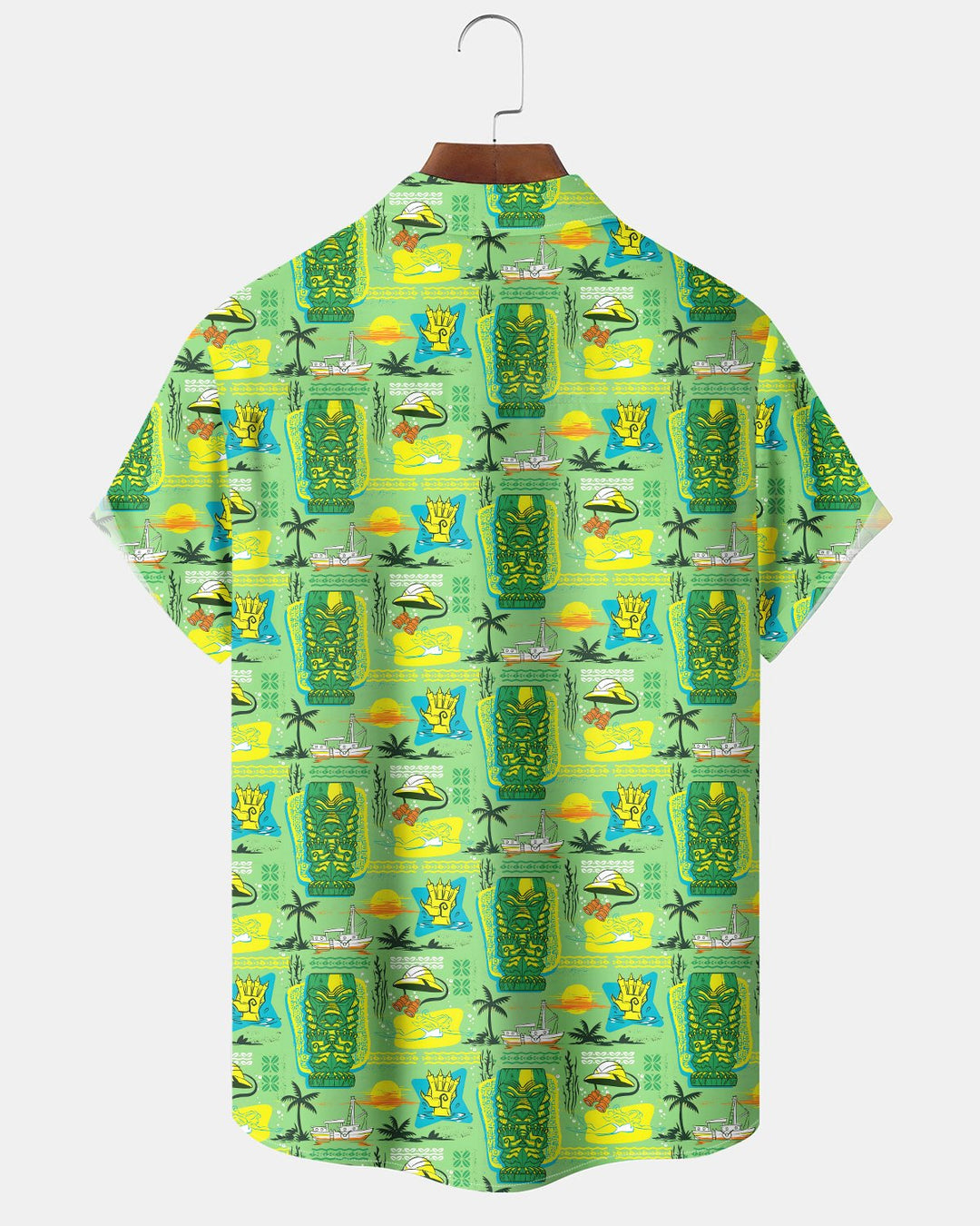 Alohadaddy® Hawaiian Tiki Tropical Plant Movie Coconut Tree Short-Sleeve Shirt