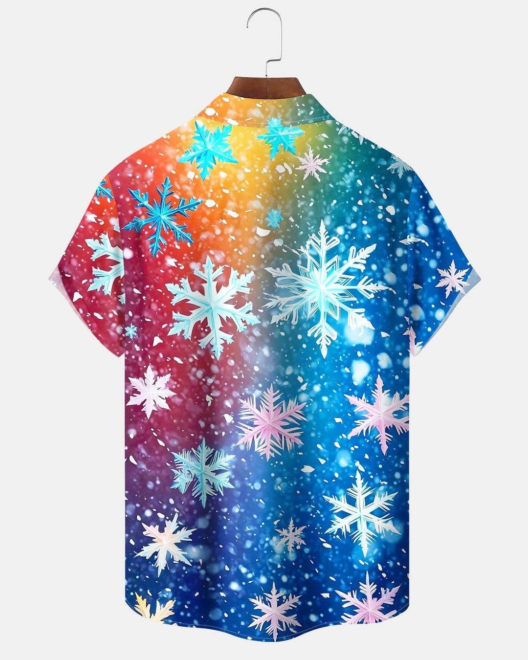 Alohadaddy® Holiday Color Block Snowflake Christmas Gradient Short-Sleeve Shirt