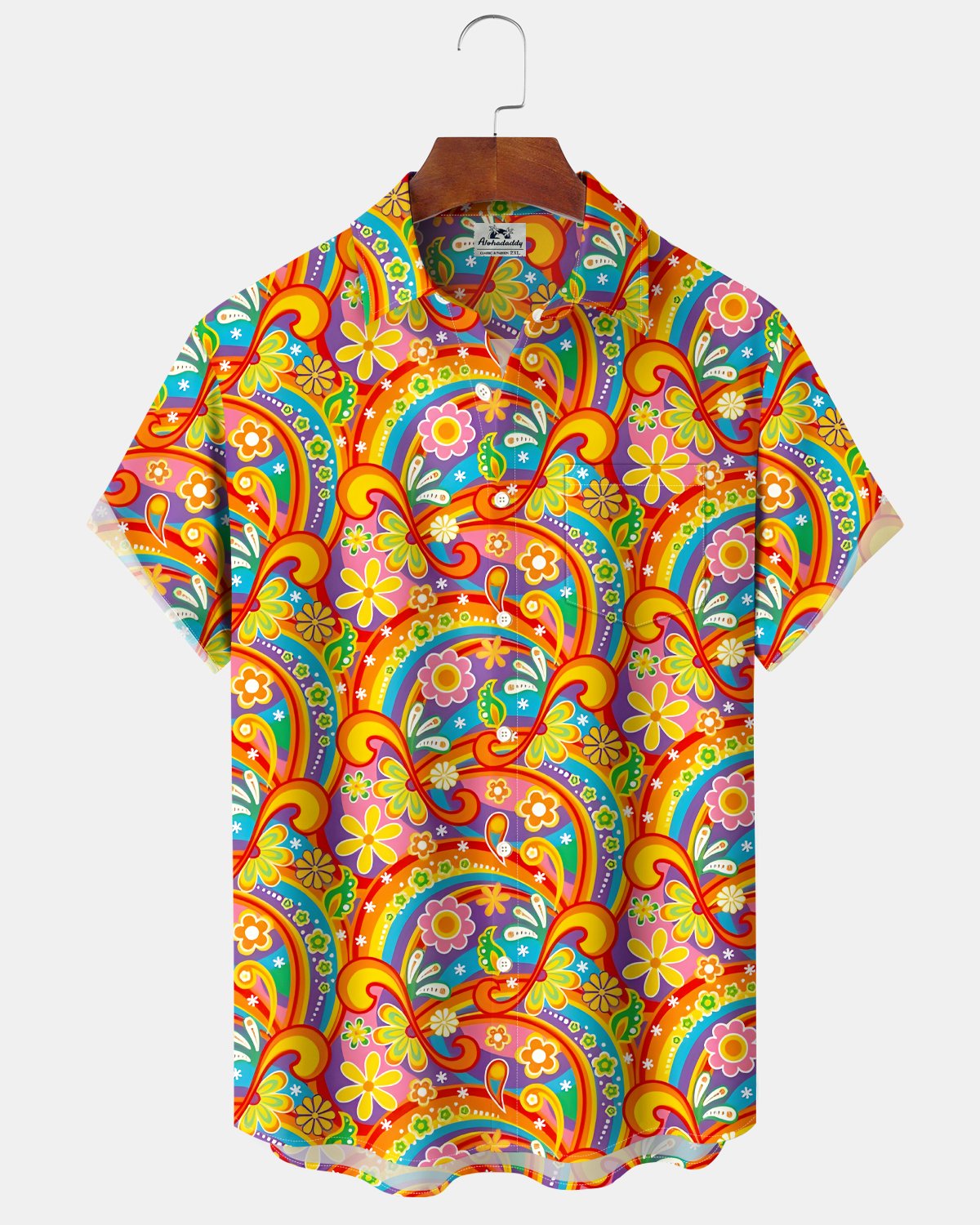 Alohadaddy® Retro Hippie Paisley Abstract Short-Sleeve Shirt