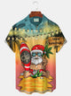 Camisa de manga corta con bolsillo abotonado para hombre con estampado de luces de playa navideñas de Alohadaddy