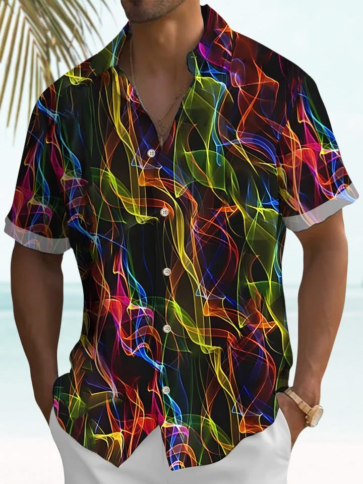 Camisa casual colorida y abstracta para hombre