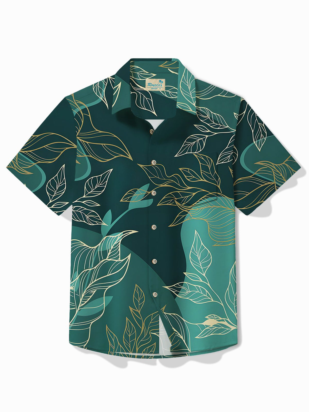 Alohadaddy Hawaiian Botanical Gold Leaf Print Men&