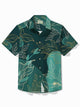 Camisa con bolsillos abotonados para hombre con estampado de hojas doradas y botánica hawaiana de Alohadaddy