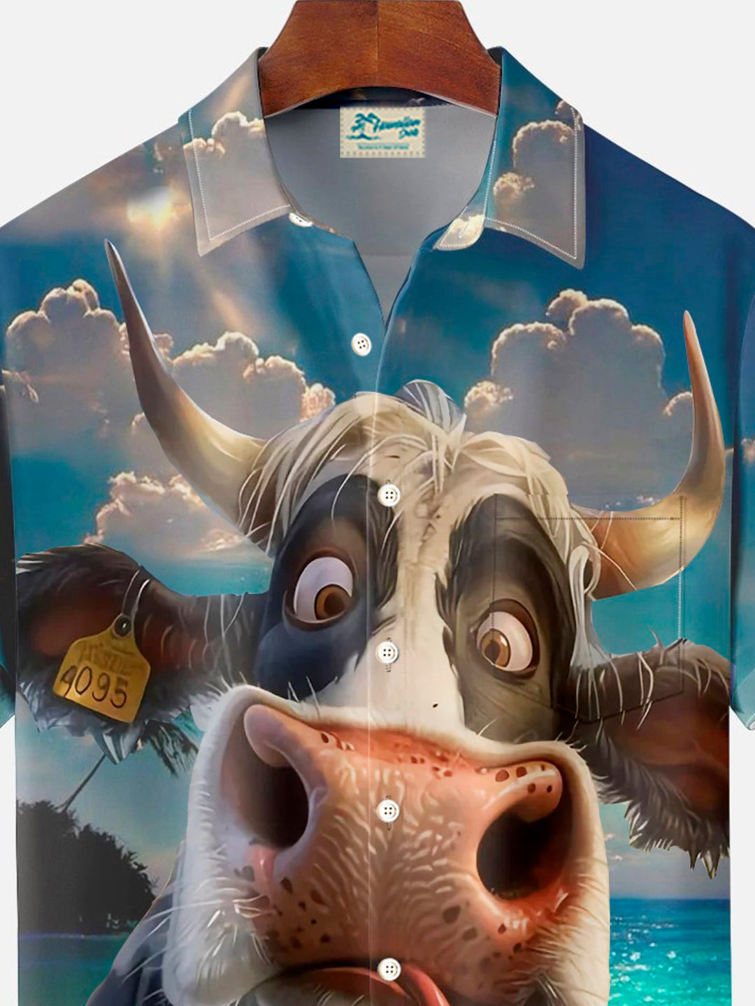 Camisa de manga corta con bolsillo abotonado para hombre con estampado digital 3D de vaca hawaiana de Alohadaddy, talla grande y alta