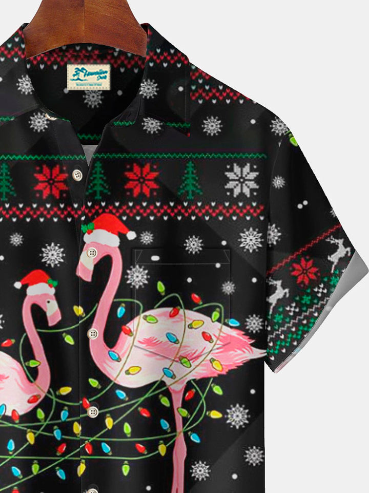 Alohadaddy Christmas Flamingo Lanterns 3D Digital Print Men&