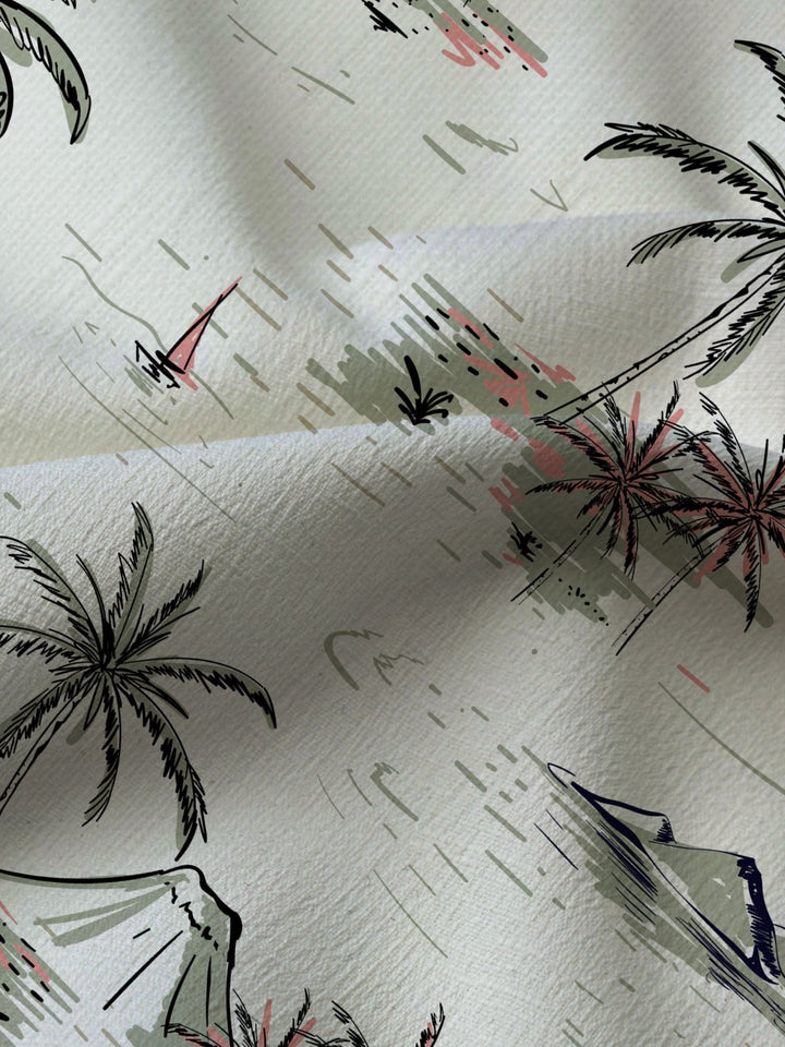 Alohadaddy Casual Hawaii Palm Trees Art Print Button Cardigan Pockets Stretch Oversized Long Short Sleeve Shirt