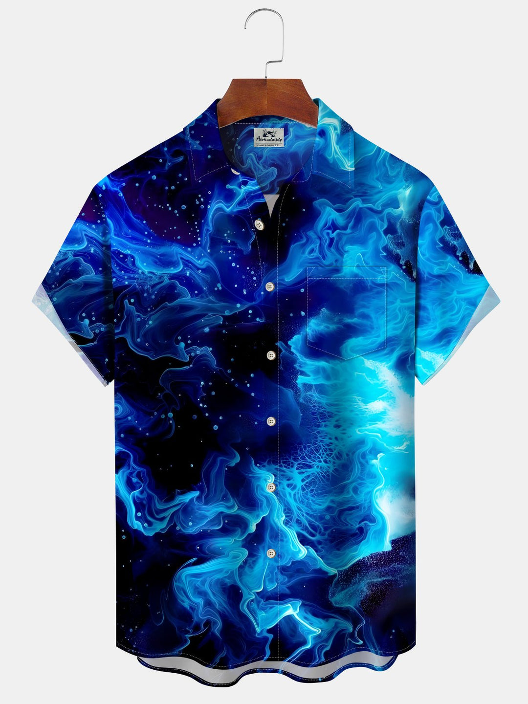 Alohadaddy® Casual Abstract Texture Art Print Pockets Moisture Wicking Hawaiian Shirts Big &amp; Tall