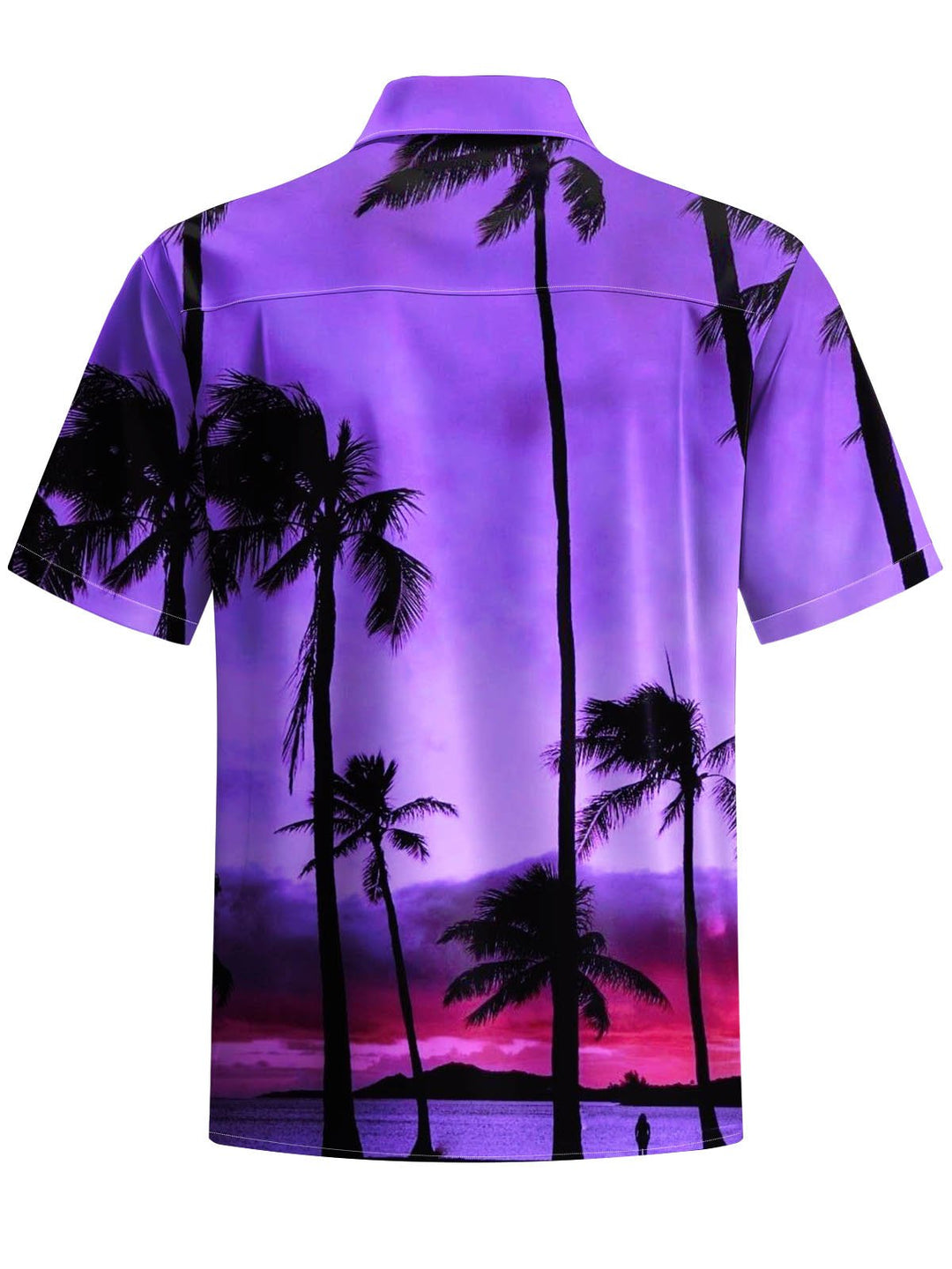 Alohadaddy® Hawaii Sunset Coconut Tree Print Elastic Large Size Chest Pocket Men&