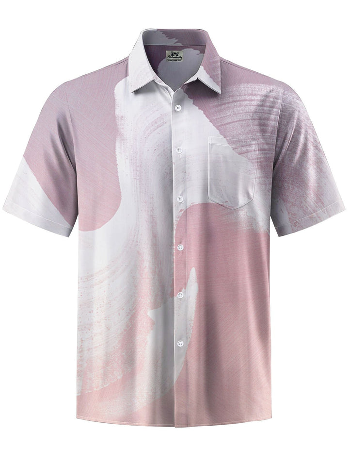 Alohadaddy® Casual Abstract Print Chest Pocket Men Short Sleeve Shirt Big &amp; Tall
