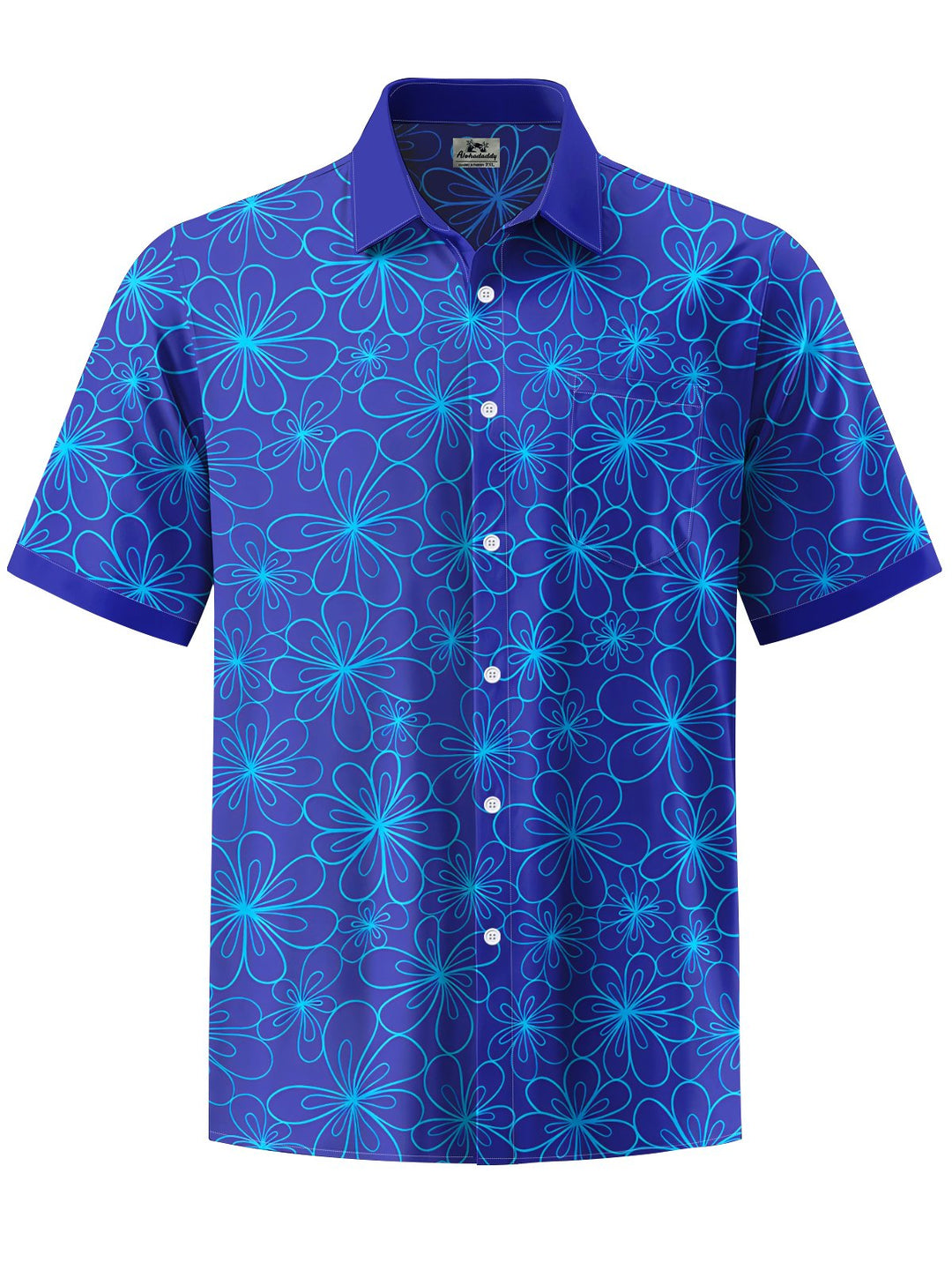 Alohadaddy® Hawaiian Floral Contrast Art Print Chest Pocket Mens Short Sleeve Shirts Big &amp; Tall