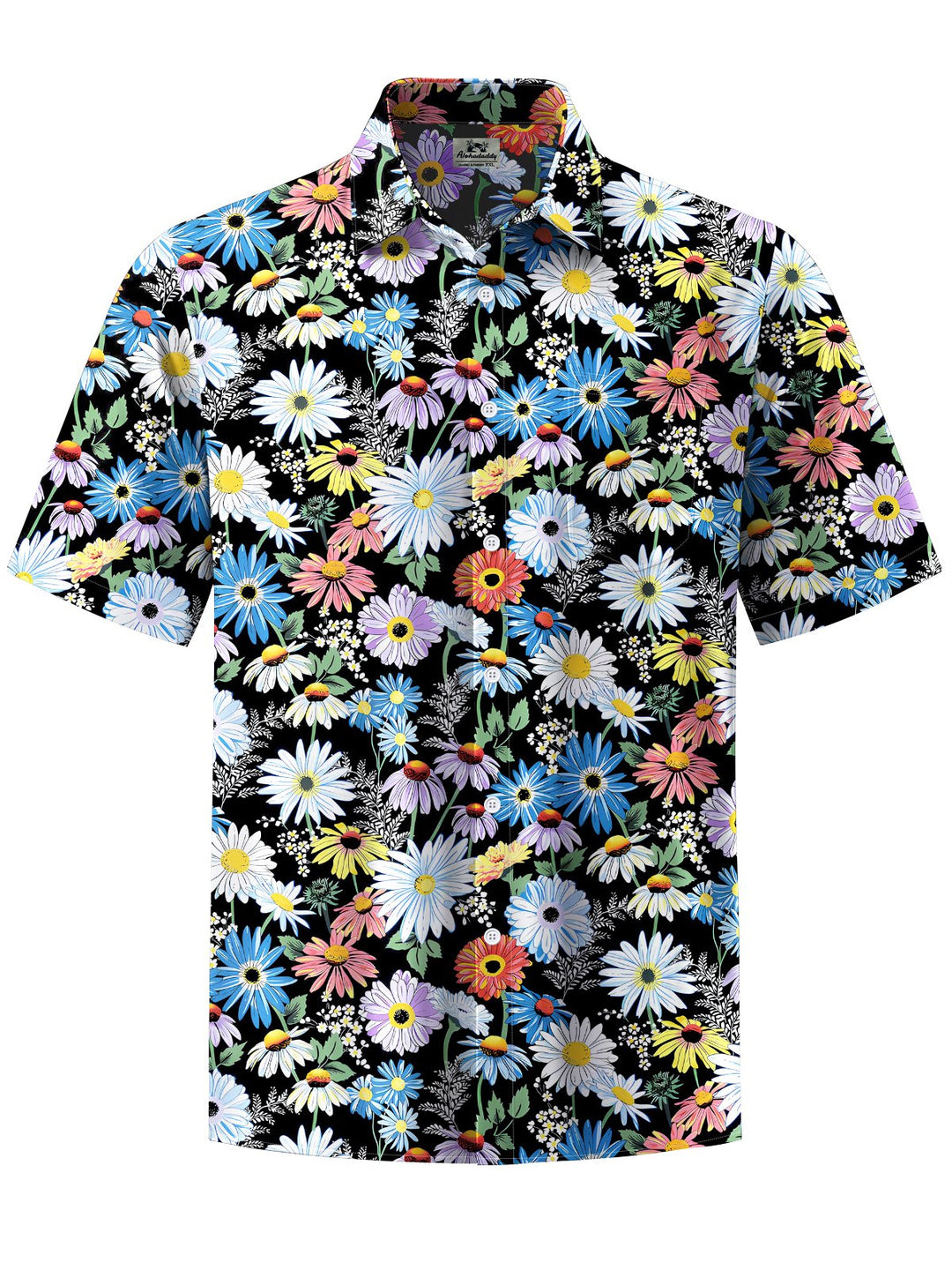 Alohadaddy® Hawaiian Flowers Art Print Chest Pocket Mens Short Sleeve Shirt Big &amp; Tall