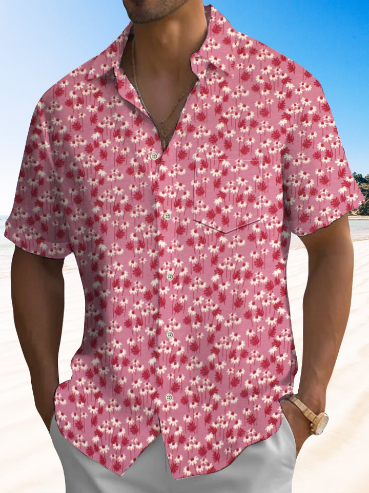 Alohadaddy® Hawaiian Flowers Art Print Chest Pocket Men&