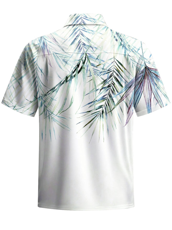 Alohadaddy® Hawaiian Palm Leaf Art Print Chest Pocket Mens Short Sleeve Shirt Big &amp; Tall