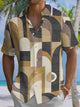 Alohadaddy® Casual Vintage Geometric Art Print Chest Pocket Men's Short Sleeve Shirt Big & Tall