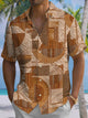 Alohadaddy® Casual Vintage Geometric Print Art Chest Pocket Men's Short Sleeve Shirt Big & Tall