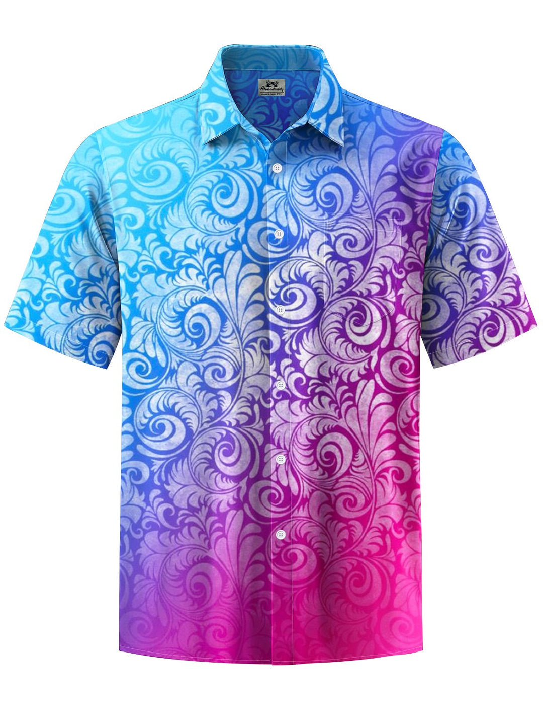 Alohadaddy® Casual Gradient Pattern Art Print Chest Pocket Men&