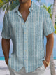 Alohadaddy® Casual Stripe Art Print Chest Pocket Men's Short Sleeve Shirt Big & Tall