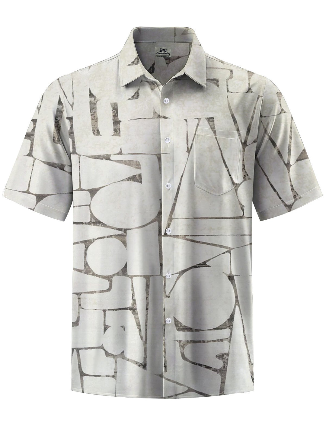 Alohadaddy® Casual Abstract Art Print Chest Pocket Men&