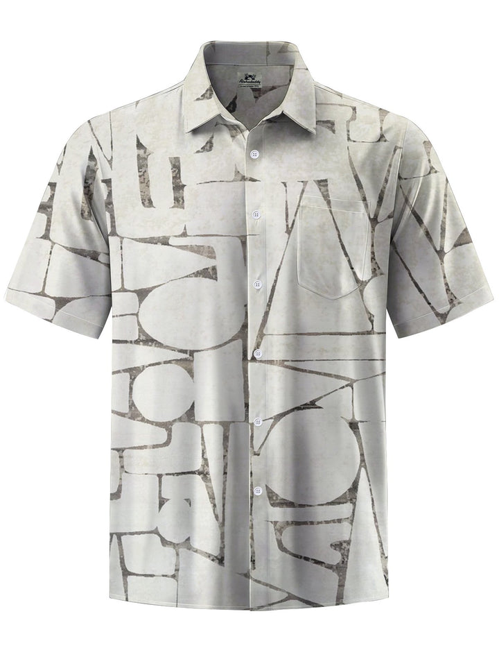 Alohadaddy® Casual Abstract Art Print Chest Pocket Men&