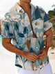 Alohadaddy® Casual Floral Art Print Chest Pocket Mens Wicking Short Sleeve Shirt Big & Tall