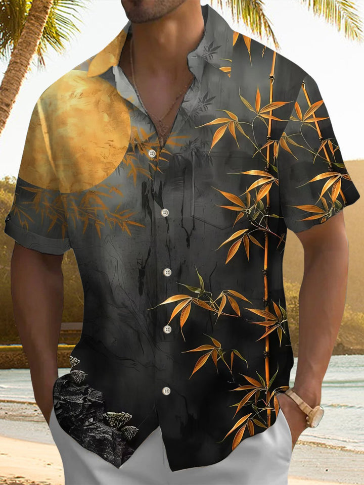 Alohadaddy® Vintage Bamboo Art Print Chest Pocket Men&